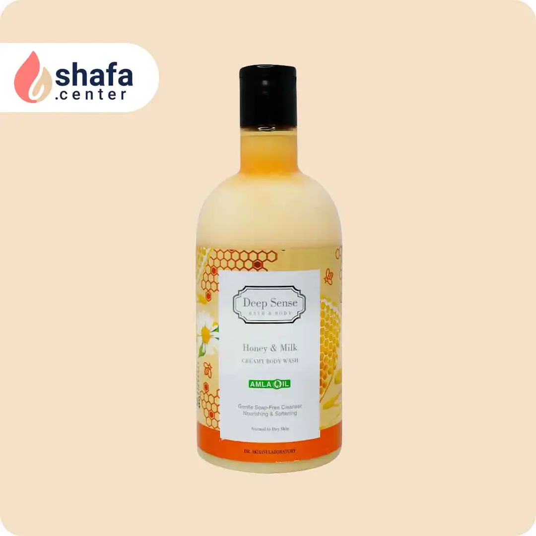 شامپو بدن کرمی شیر و عسل دیپ سنس مناسب پوست نرمال تا خشک ۴۰۰ میلی لیتر