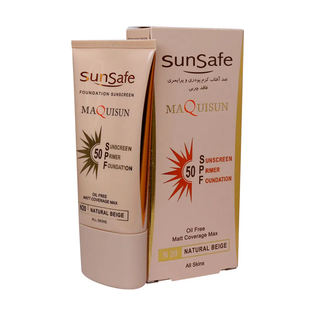 کرم ضد آفتاب SPF50 پودری و پرایمری سان سیف - بژ طبیعی